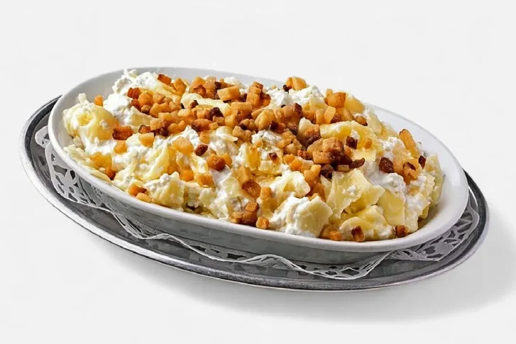 Túrós csusza szalonnapörccel