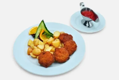 Nem kell (csirke nuggets sült burgonyával, ketchuppal)