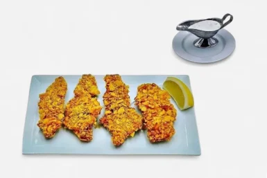 Harcsafilé falatok nachos bundában jalapenós mártogatóssal