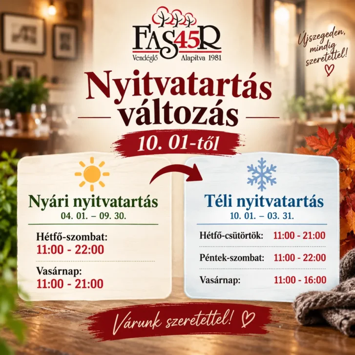 nyitvatartás változás